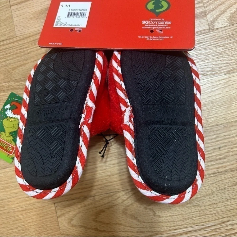 Grinch Slippers Girls NWT Sz 9 10 Toddler Cindy Lou Hoo Red Christmas